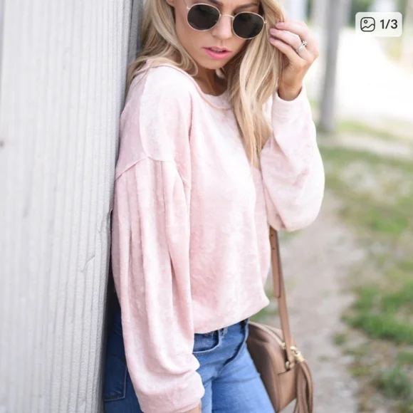 Free People Tops Free People Milan Crushed Velvet Top Layering Pullover Sweater - Picture 2 of 11